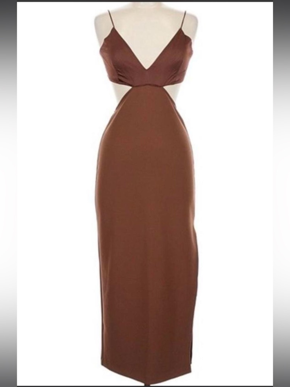 *NWT* A&F Mixed Fabric Midi Dress- Brown, Size: M - Picture 2 of 8